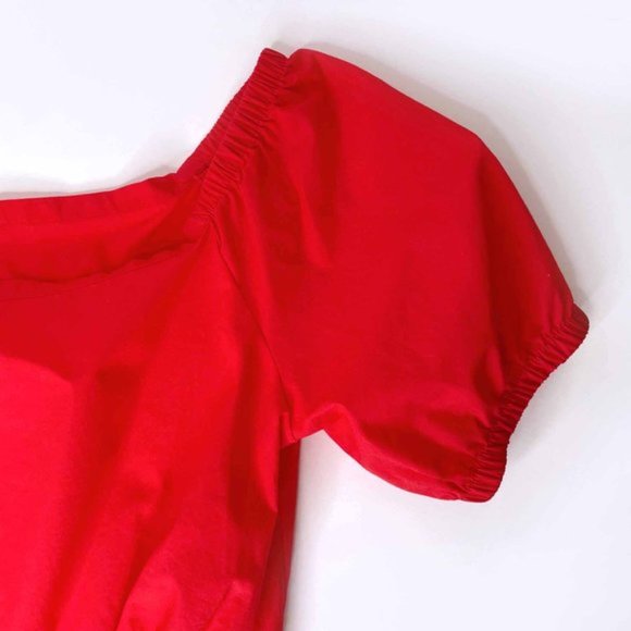 ⚡️SOLD⚡️ nwt madewell red off shoulder crop bubble top - size small - Picture 5 of 5